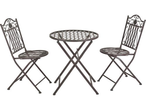 Bistroset Biella metaal tuintafel met 2 tuinstoelen groen