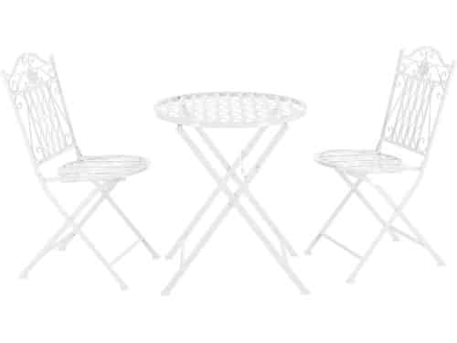 Bistroset Biella metaal tuintafel met 2 tuinstoelen wit