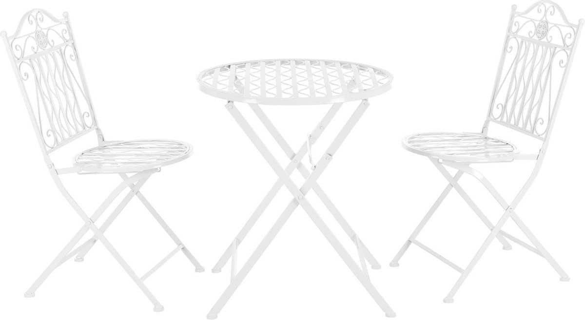 bistroset biella metaal tuintafel met 2 tuinstoelen wit