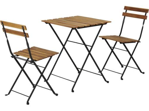 Bistroset Bovino 3-delig tuintafel met 2 tuinstoelen zwart en naturel