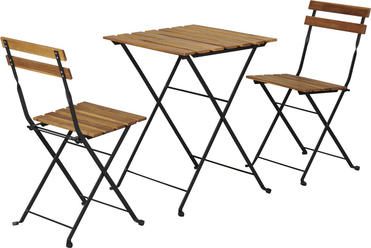bistroset bovino 3 delig tuintafel met 2 tuinstoelen zwart en naturel