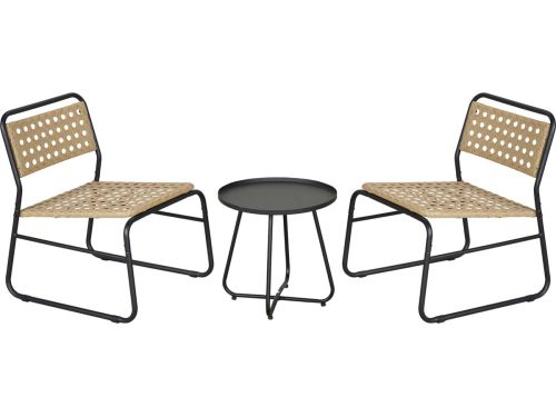 Bistroset Brienza tuintafel met 2 tuinstoelen zwart en beige casa.pro