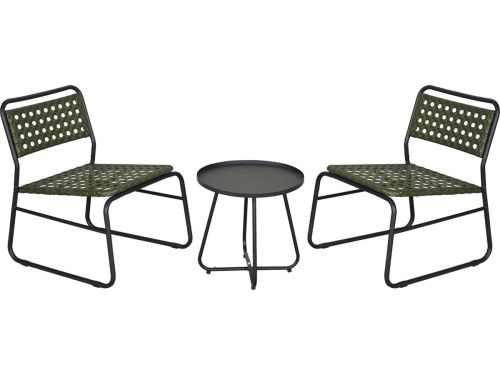 Bistroset Brienza tuintafel met 2 tuinstoelen zwart en groen casa.pro