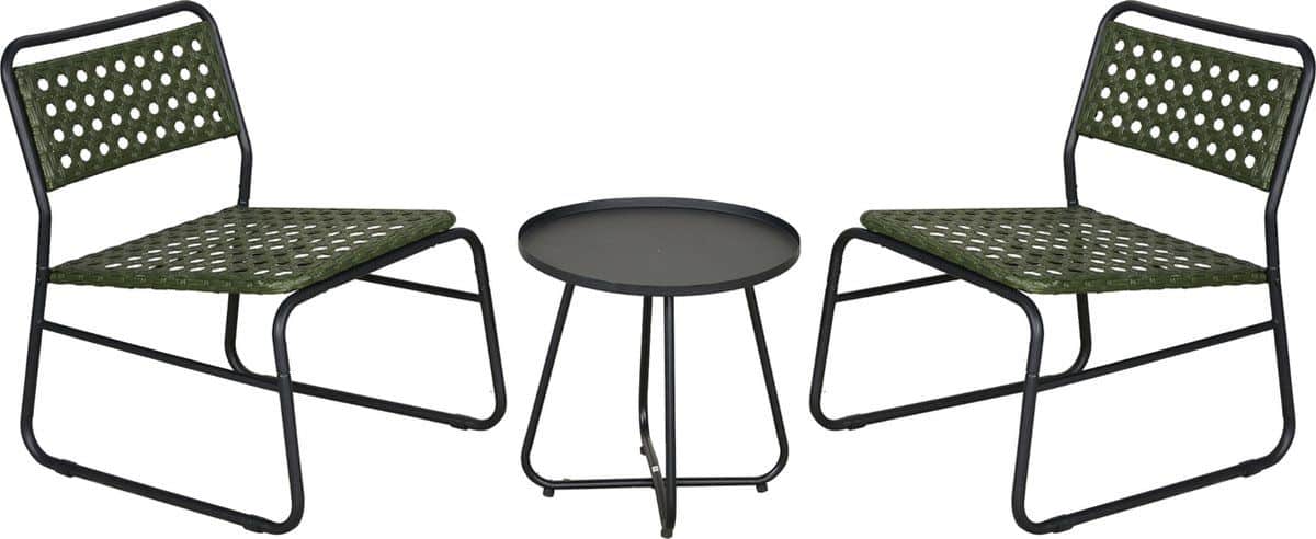 bistroset brienza tuintafel met 2 tuinstoelen zwart en groen casa.pro