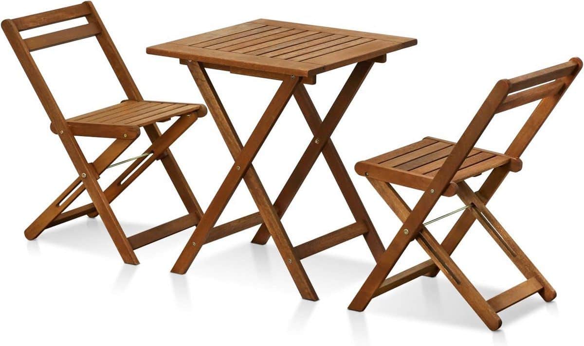 bistroset buiten 3 delig: 2 stoelen en 1 tafel van hardhout