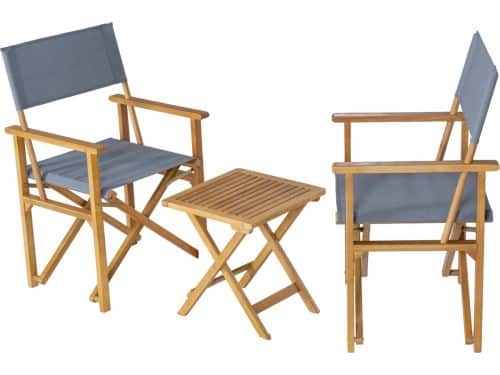 Bistroset Capistrello 3-delig tuintafel met 2 tuinstoelen houtkleurig en grijs
