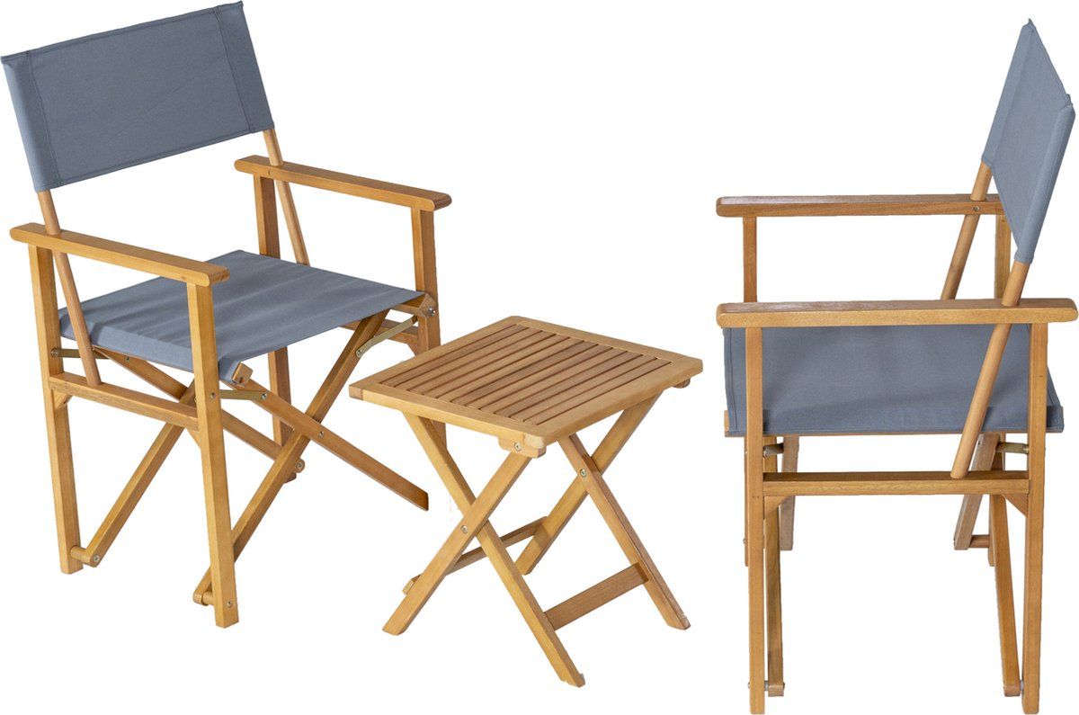 bistroset capistrello 3 delig tuintafel met 2 tuinstoelen houtkleurig en grijs