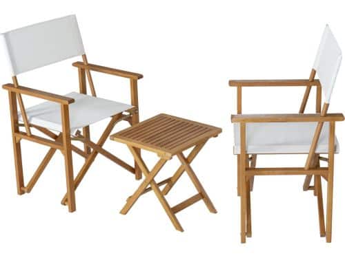Bistroset Capistrello 3-delig tuintafel met 2 tuinstoelen houtkleurig en wit