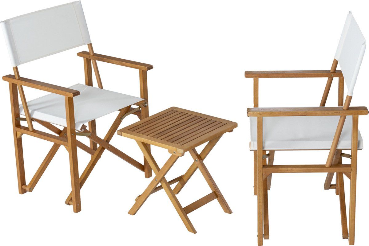 bistroset capistrello 3 delig tuintafel met 2 tuinstoelen houtkleurig en wit