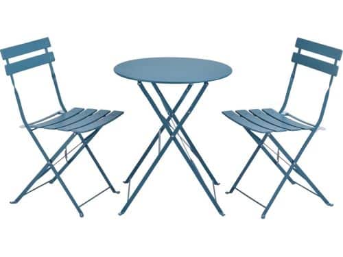 Bistroset Caprile metaal tuintafel met 2 tuinstoelen turquoise