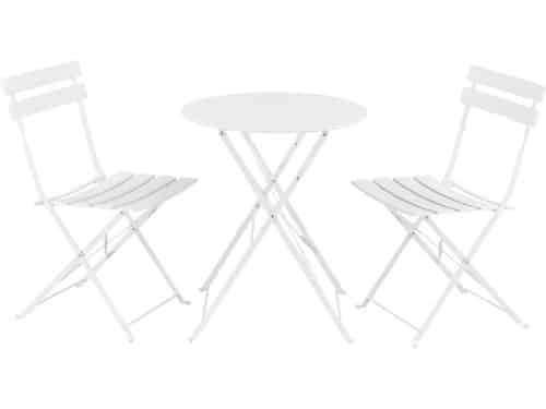 Bistroset Caprile metaal tuintafel met 2 tuinstoelen wit