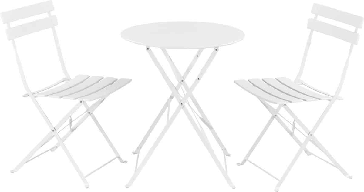 bistroset caprile metaal tuintafel met 2 tuinstoelen wit