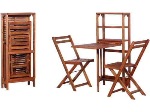 Bistroset Hout 3-Delig: Opklapbare Stoelen en Tafel/Opbergrek