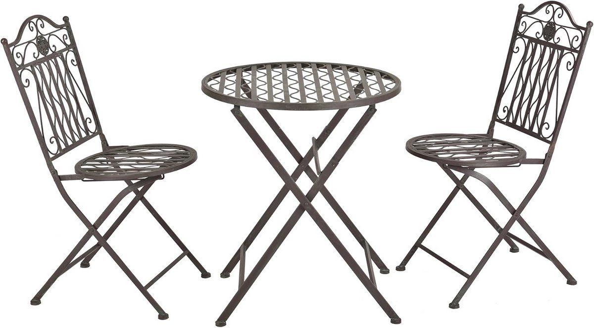 bistroset met 2 opvouwbare metalen tuinstoelen en ronde tafel groen