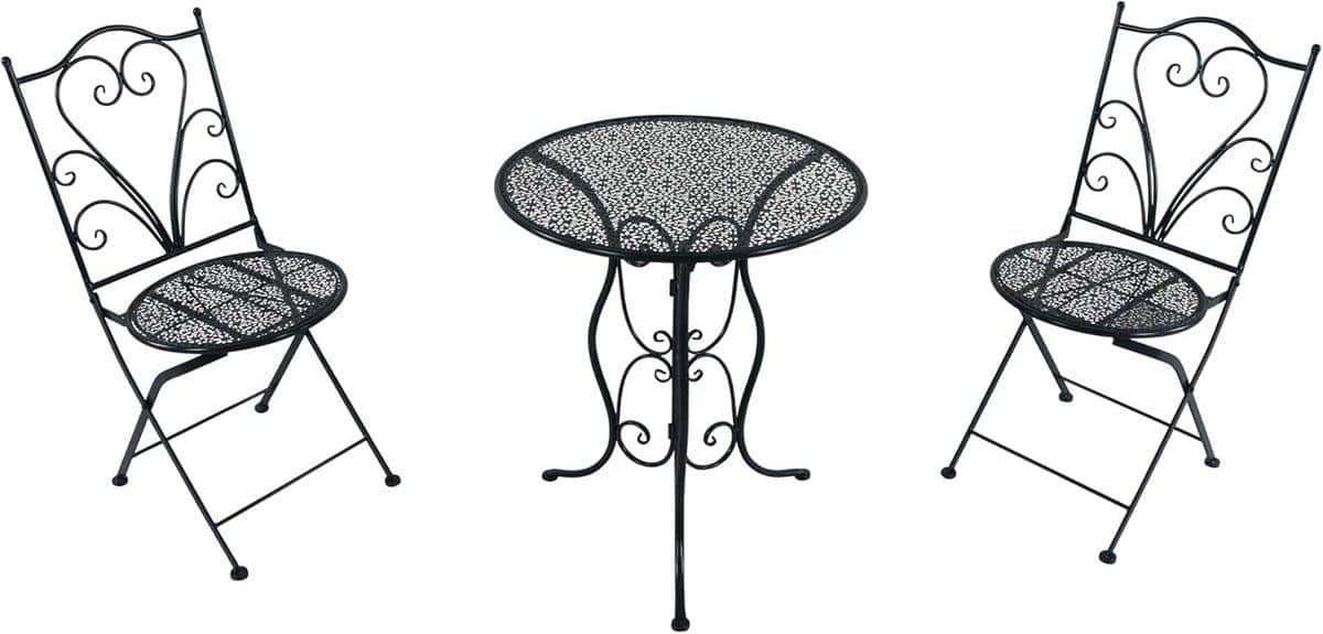 bistroset met 2 stoelen en tafel antraciet mozaïek set