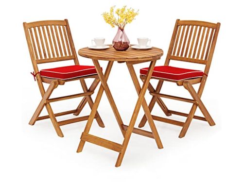 Bistroset met Inklapbare Tafel en Stoelen van Massief Acaciahout