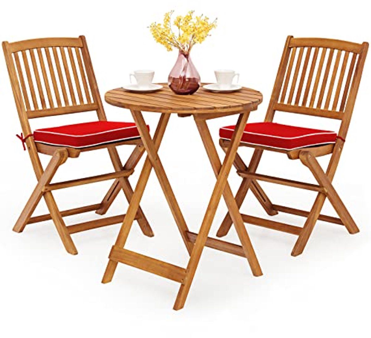 bistroset met inklapbare tafel en stoelen van massief acaciahout