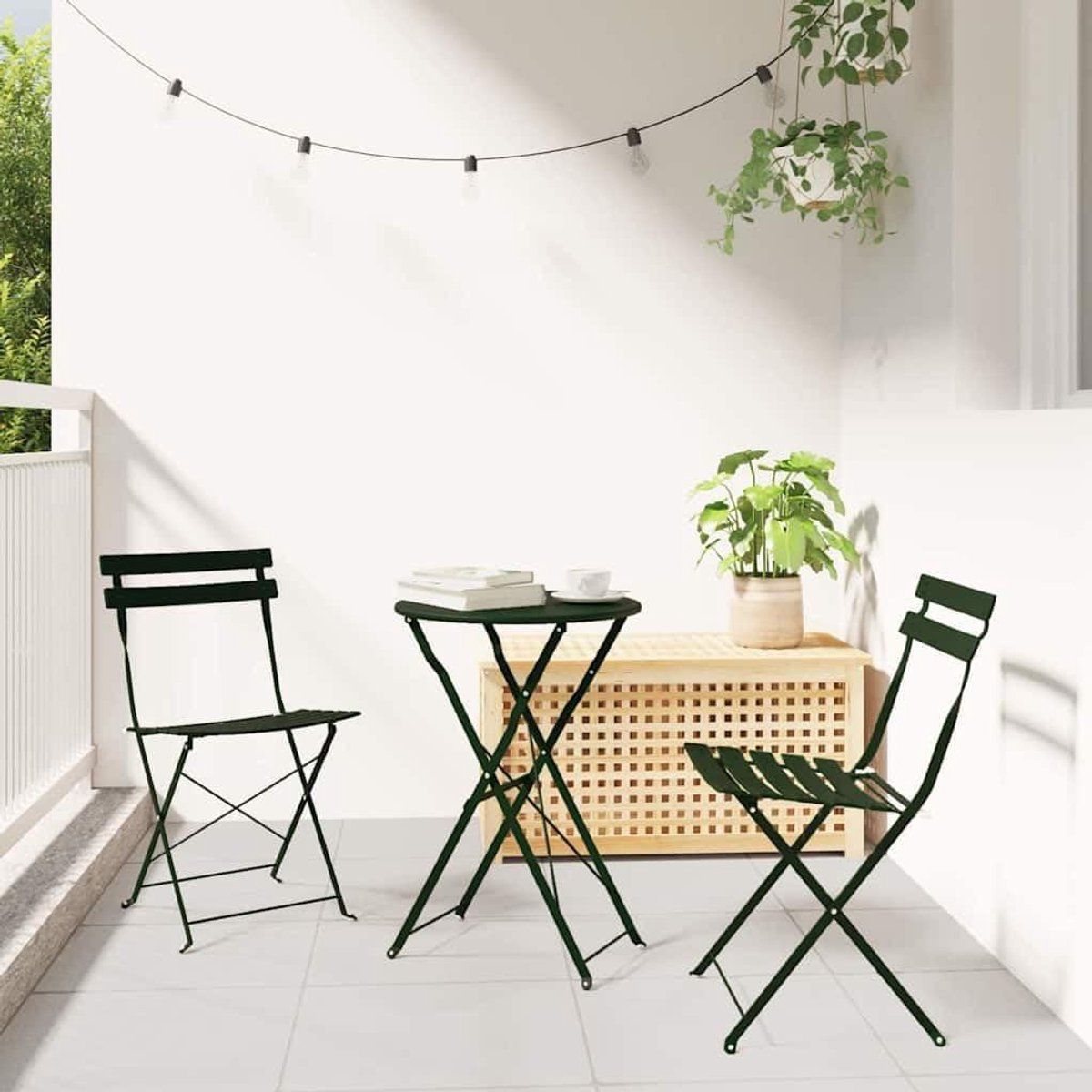 bistroset opvouwbaar tafel en stoelen buiten zitten