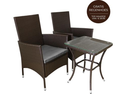 Bistroset Rotan - Jardí - balkonset bruin - 3-delig