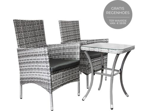 Bistroset Rotan - Jardí - balkonset licht grijs - 3-delig