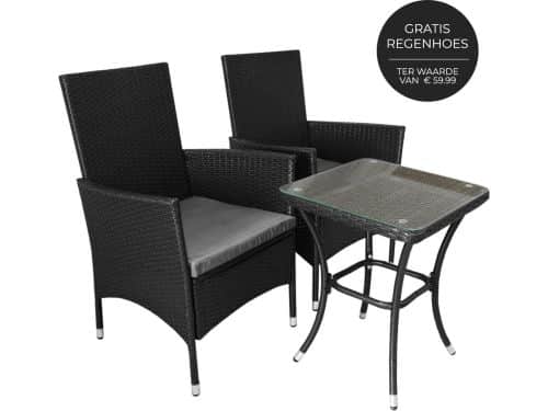 Bistroset Rotan - Jardí - balkonset zwart - 3-delig