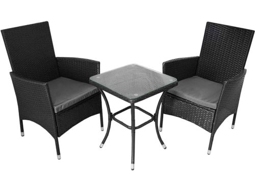 Bistroset Rotan Jardí balkonset zwart 3delig inclusief regenhoes + kussens