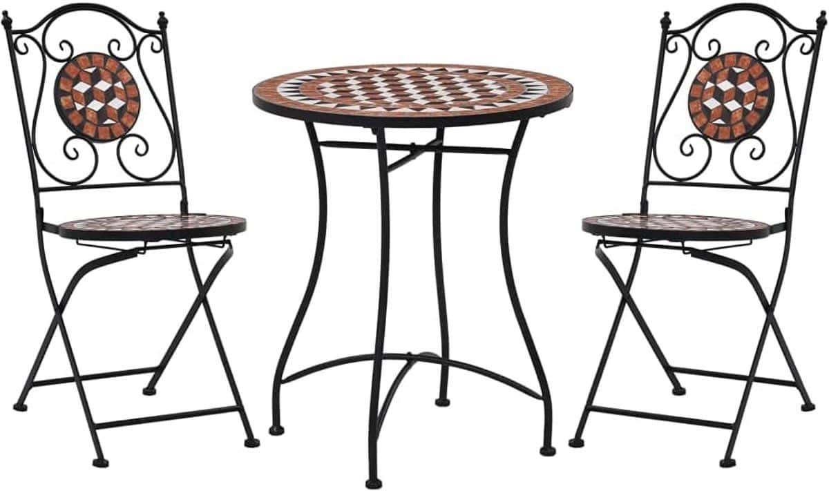bistroset tuinmeubelen zitgroep balkon buiten genieten mozaïek
