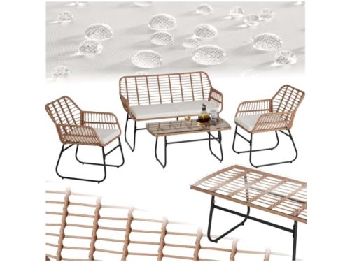 Bistroset Tuinset 4 Personen - Weerbestendige Loungeset met 2 Stoelen