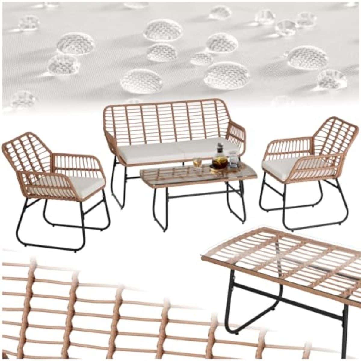 bistroset tuinset 4 personen weerbestendige loungeset met 2 stoelen