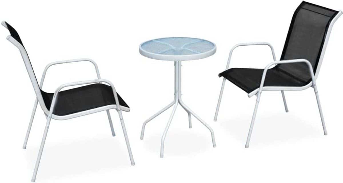 bistroset tuinset tuinstel 3 delig met tafel en 2 stapelbare stoelen