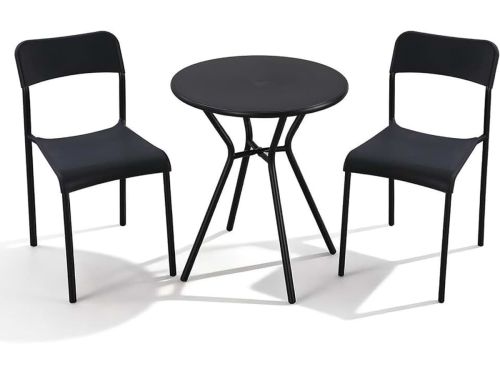 Bistroset voor 2 personen, metalen bistrotafel met 2 stoelen (3
