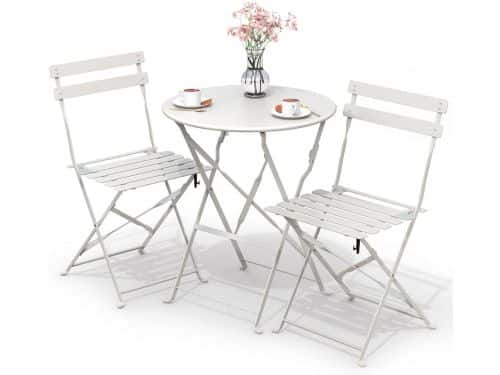 Bistroset voor buiten, 3-delig met tafel en 2 klapstoelen