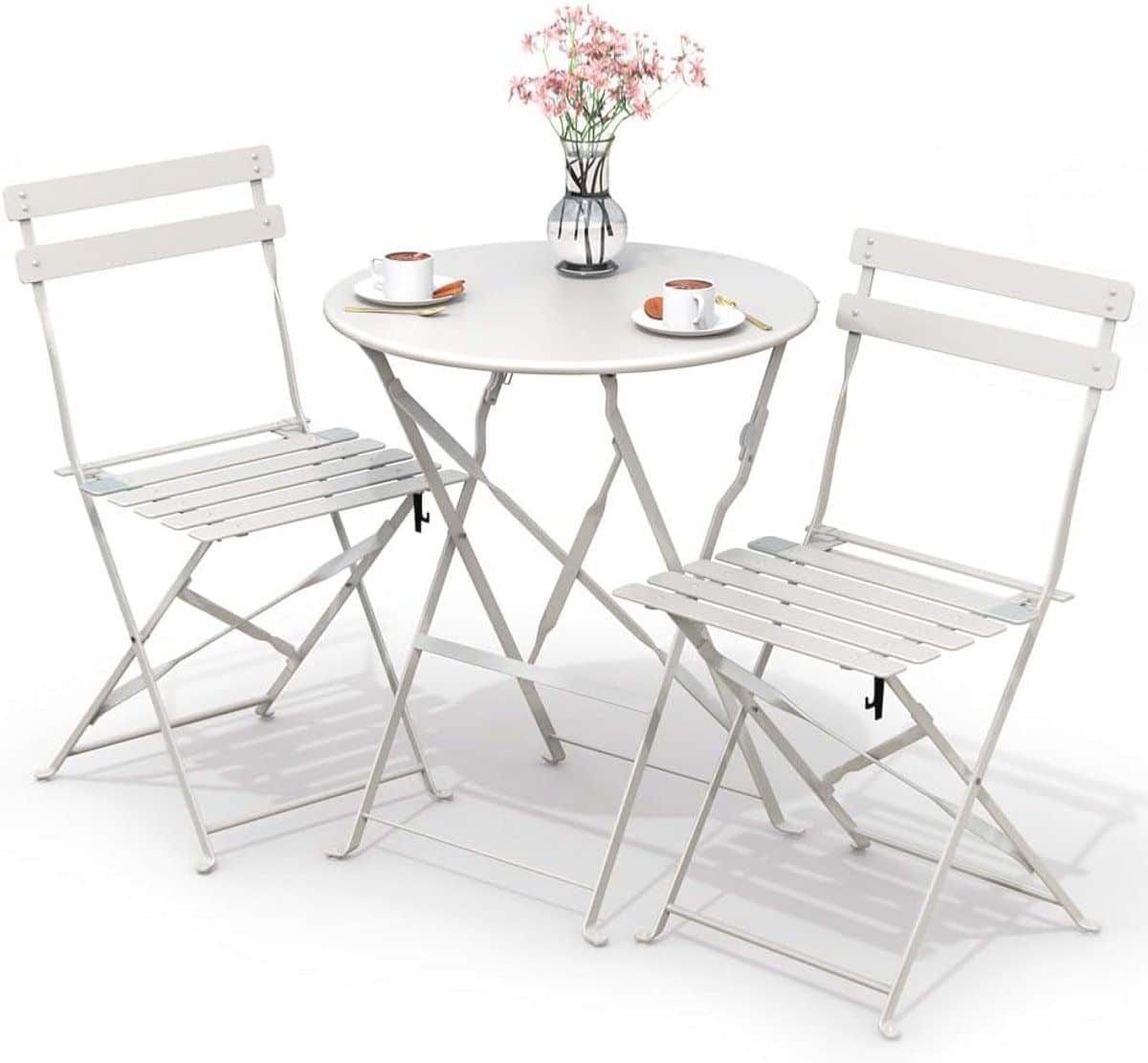 bistroset voor buiten, 3 delig met tafel en 2 klapstoelen