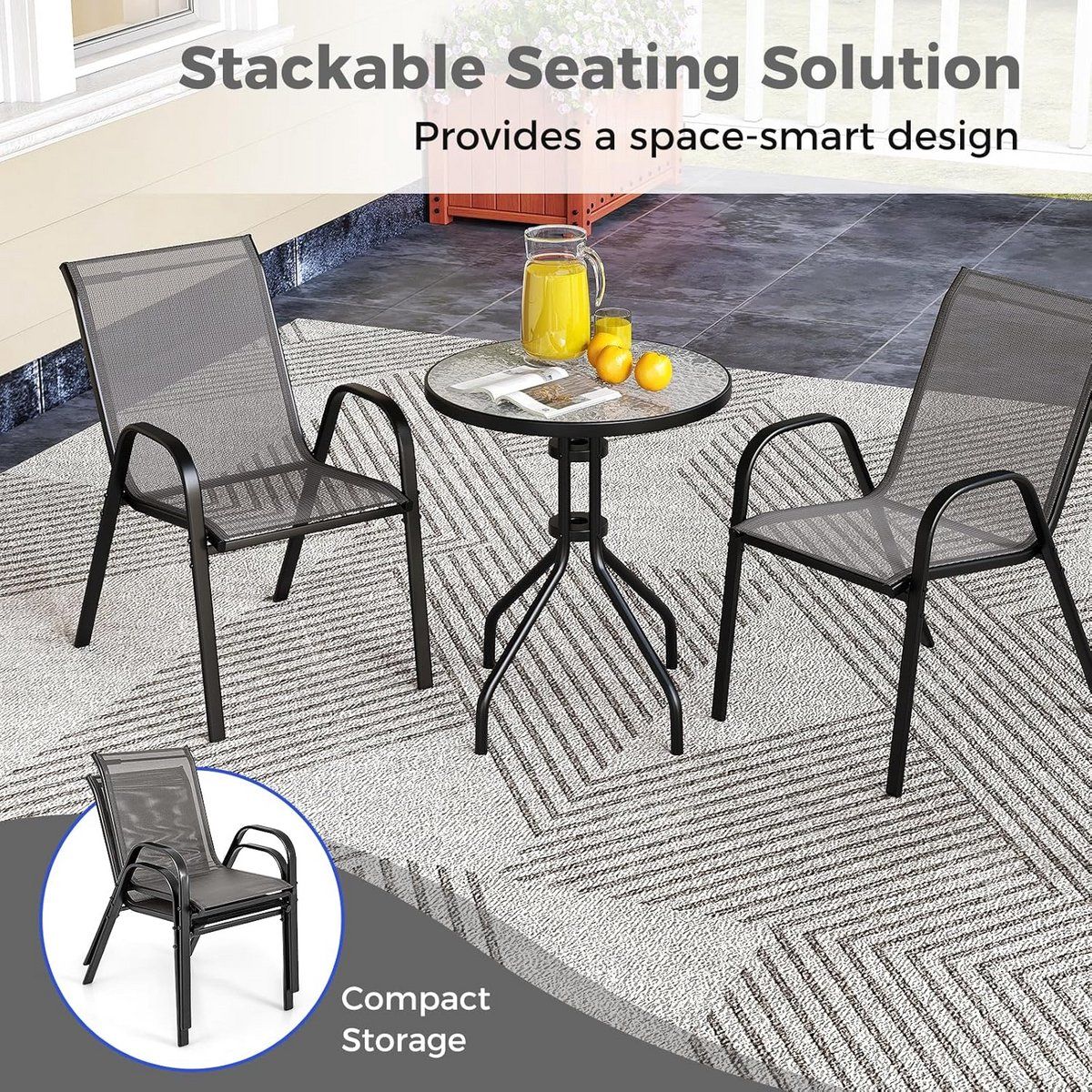 bistrotafel met 2 tuinstoelen stapelbaar balkonset voor balkon en