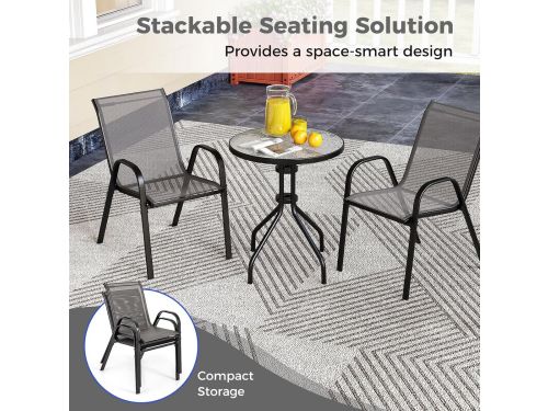Bistrotafel met 2 Tuinstoelen - Stapelbaar Balkonset voor Balkon en