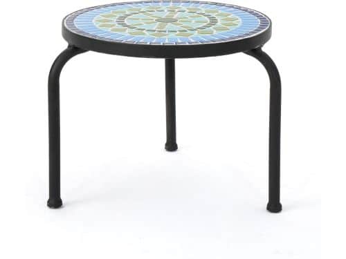 Blauw Groene Keramische Bijzettafel IJzeren Frame voor Buiten