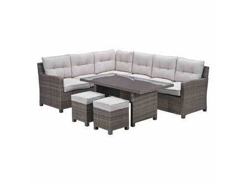 Blue Bird wicker lounge-dining set - links - grijs/ sand