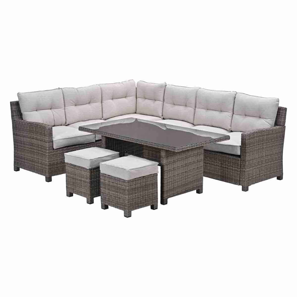 blue bird wicker lounge dining set links grijs/ sand
