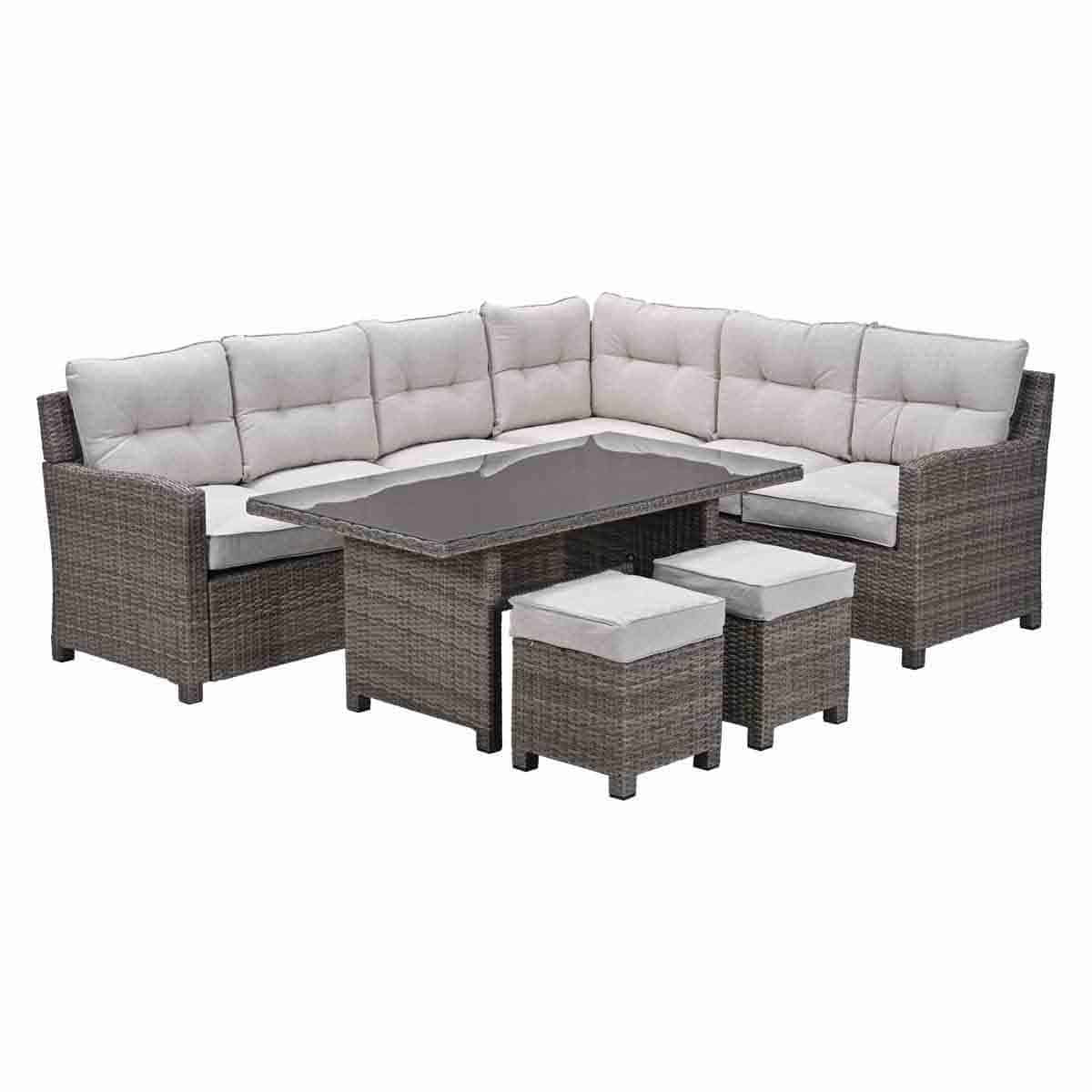 blue bird wicker lounge dining set rechts grijs/ sand