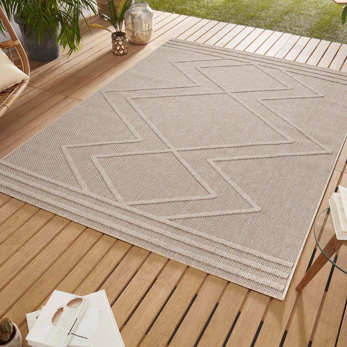 bohemian buitenkleed beige 200×290 cm slaapkamer, patio en tuinkleed