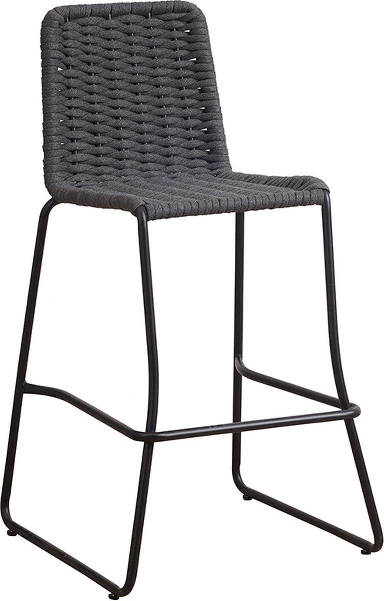 bolt edge barkruk rotan antraciet/zwart rieten rugleuning