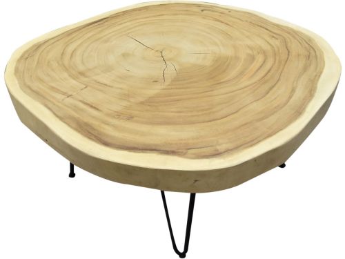 Boomstamtafel met metalen poten 80xH45 rond - bladdikte 6 cm