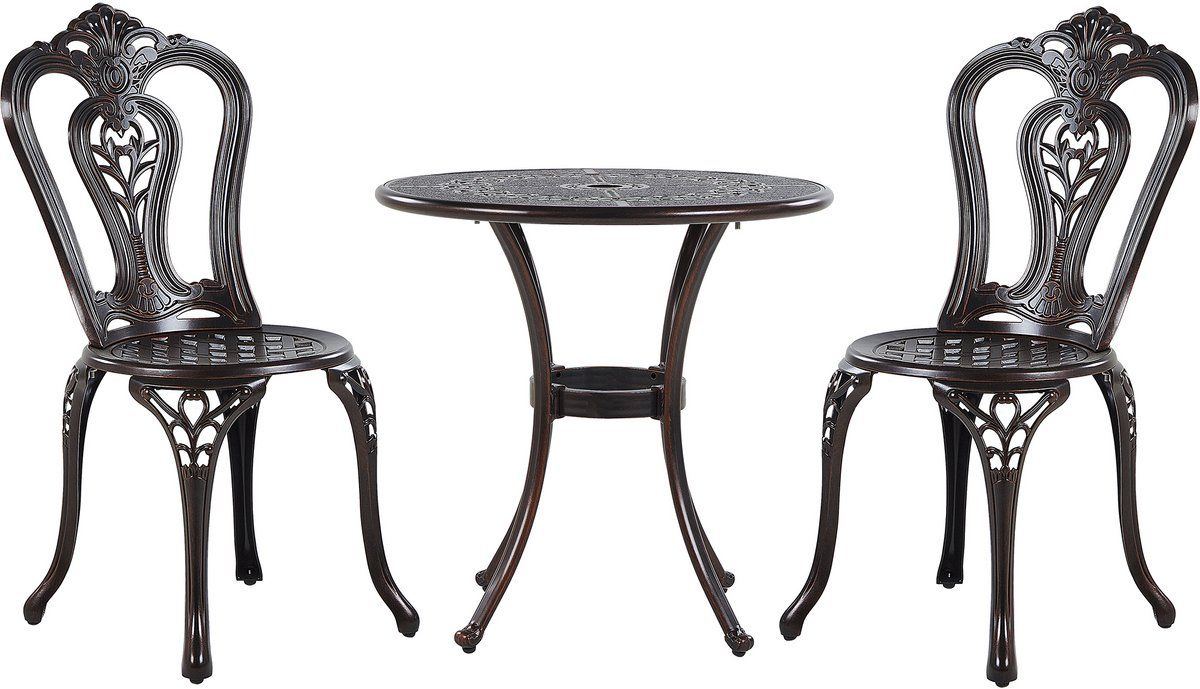 bovino bistroset voor 2 donkerbruin aluminium