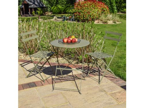 BPS Deluxe Tuin Bistroset - Olijfgroen - Ronde tafel