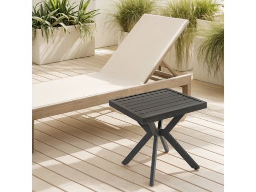 Buiten aluminium vierkante bijzettafel voor patio, achtertuin, zwembad