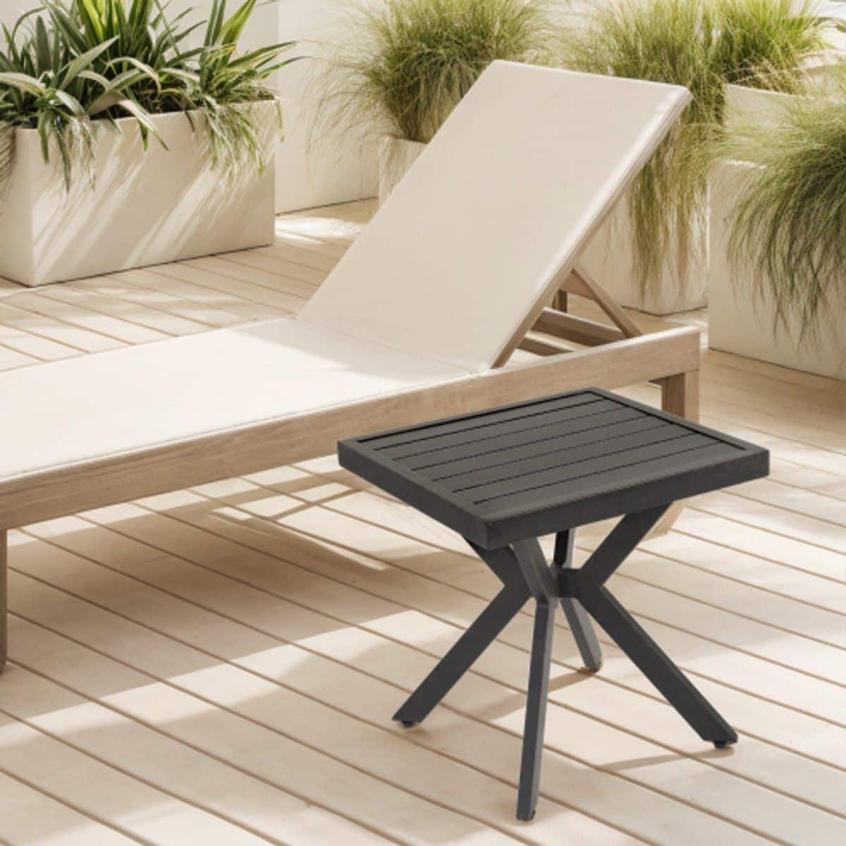 buiten aluminium vierkante bijzettafel voor patio, achtertuin, zwembad
