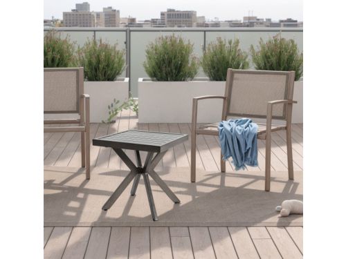 Buiten aluminium vierkante bijzettafel voor patio, achtertuin, zwembad