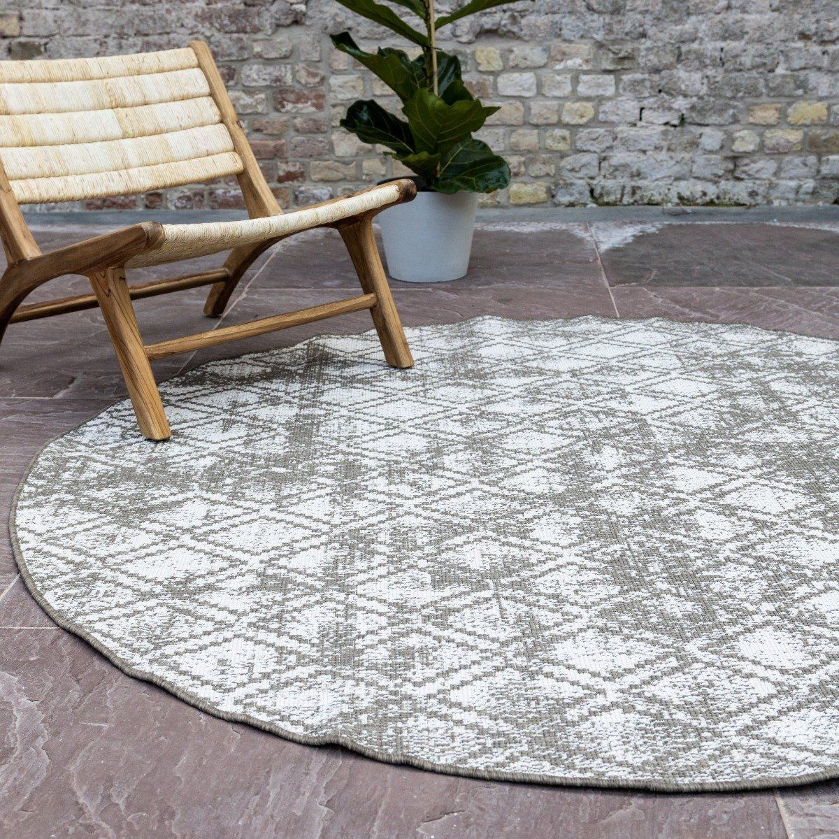 buiten vloerkleed frost bruin/grijs rond 200 Ø