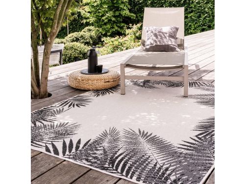 Buiten vloerkleed Leaf - Zwart - dubbelzijdig - EVA Interior