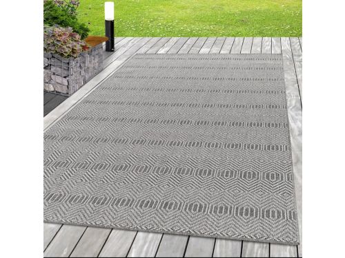 Buitenkleed met hologrampatroon, grijs, sisal, voor terras, UV-bestendig 200x290 cm